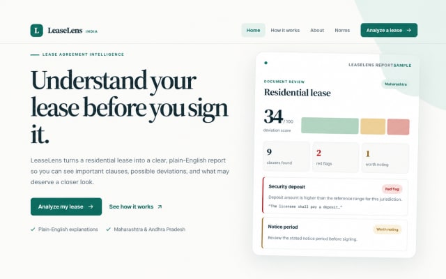 LeaseLens – AI-Powered Lease Agreement Analyzer thumbnail