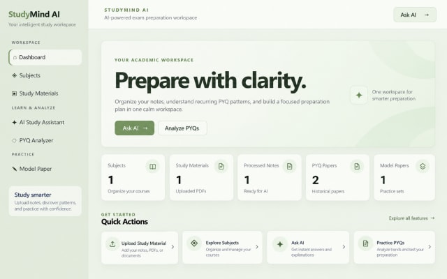 StudyMind AI — An intelligent platform for personalized exam preparation. thumbnail