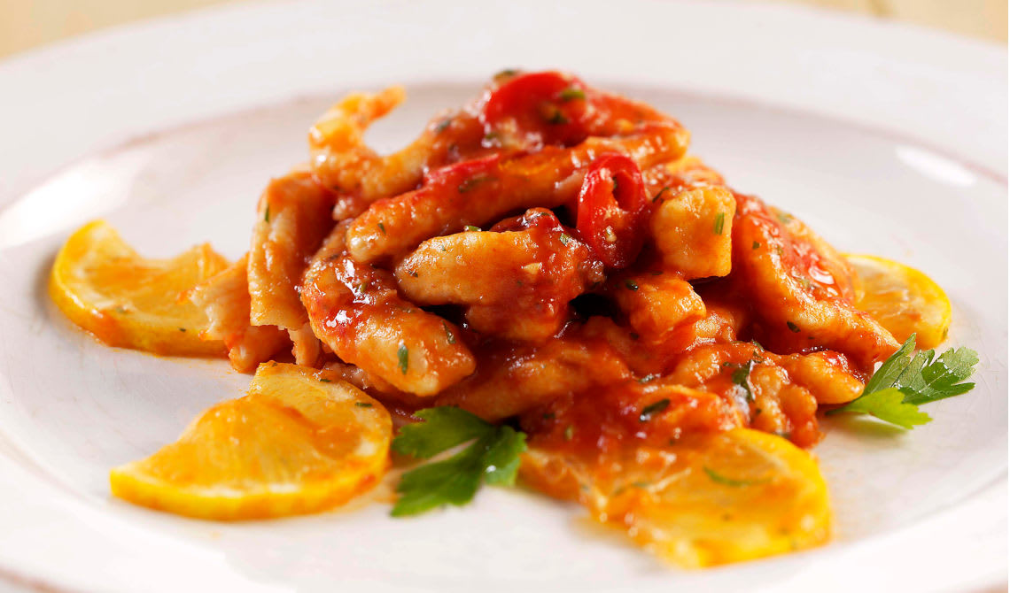 Kyllingstrimler med sitron og chili