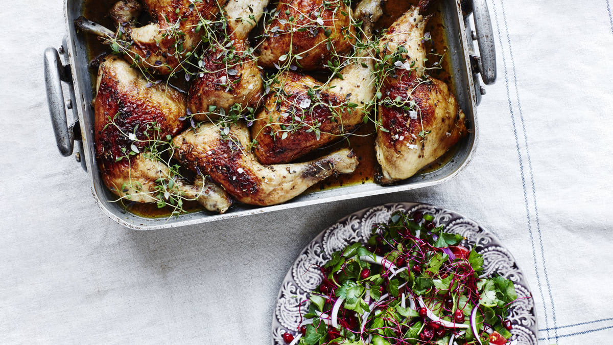 Grillede kyllinglår med persillesalat