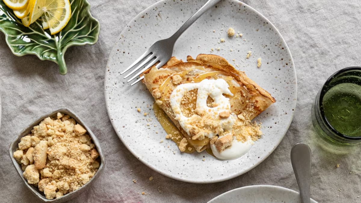 Pannekaker med sitronkrem og shortbread