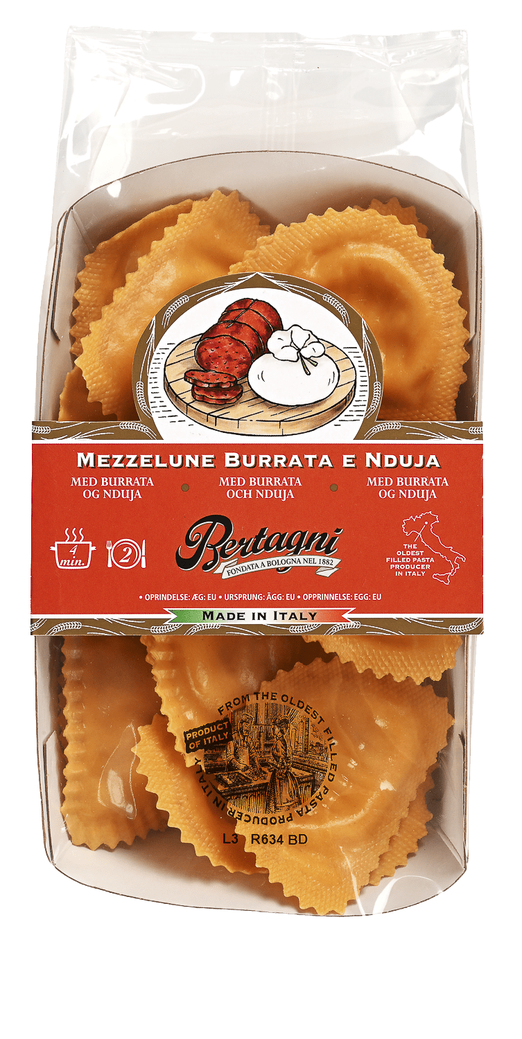 Bertagni mezzelune m/burrata og nduja 250 g