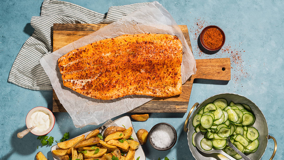 Grillet hel laksefilet