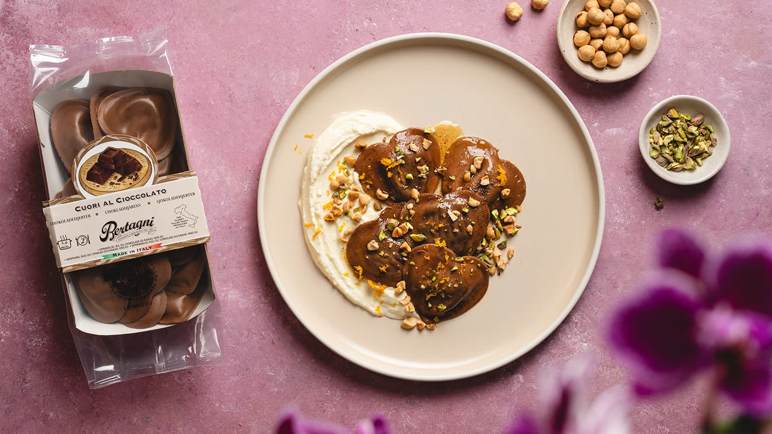 Sjokoladepasta med appelsinmascarpone og nøtter