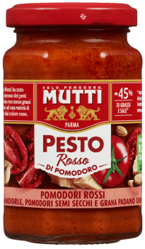 Mutti pestosaus m/røde tomater 180 g