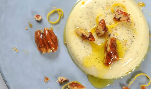 Panna cotta med sitron og olivenolje