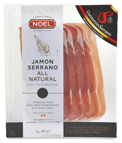 Noel serranoskinke skivet 12 mnd 80 g