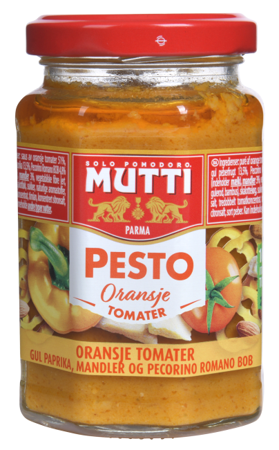 Mutti pestosaus m/gule tomater 180 g