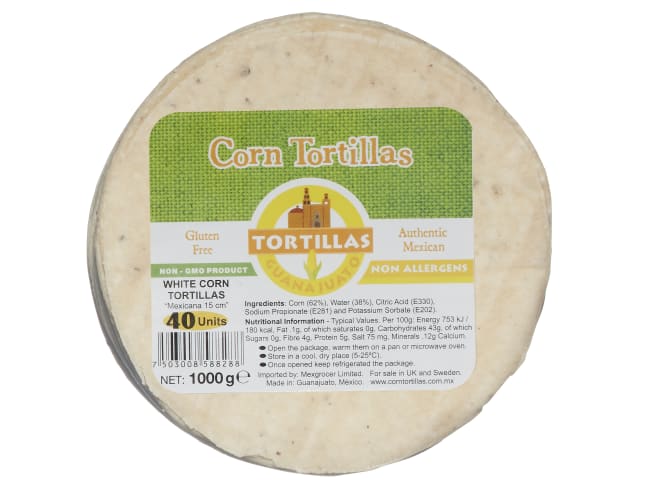 (Utgått) Tortilla Guanajuato white corn 15 cm 1 kg