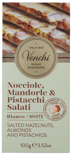 (Utgått) Venchi White Chocolate m/Salted Nuts 100g