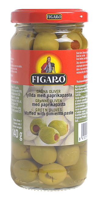 Figaro oliven grønn m/paprika 240 g