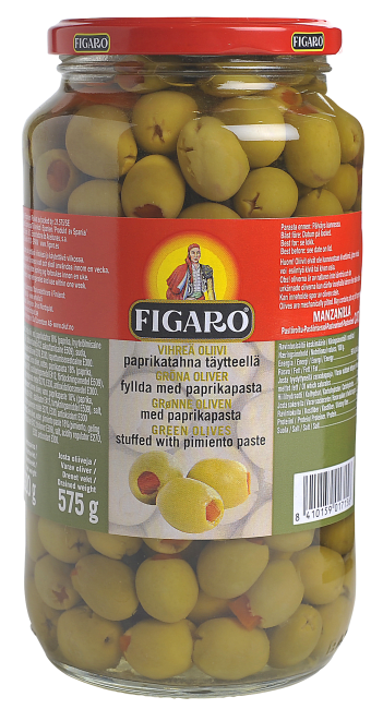 Figaro oliven grønn m/paprika 920 g