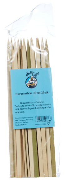 (Utgått) SF Burgersticks bambus 20cm 20 stk