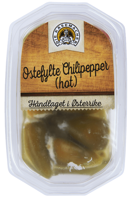 Ostefylte chilipepper sterk 140 g