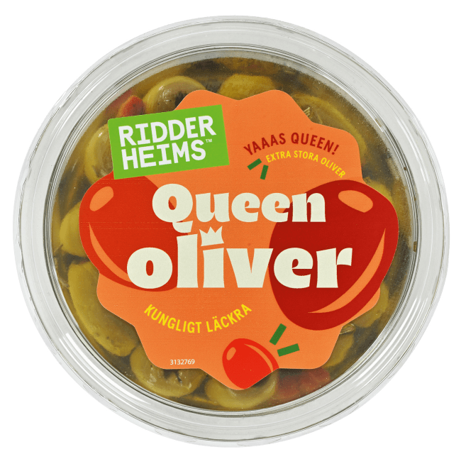 Ridderheims queenoliven u/sten m/urter 160 g