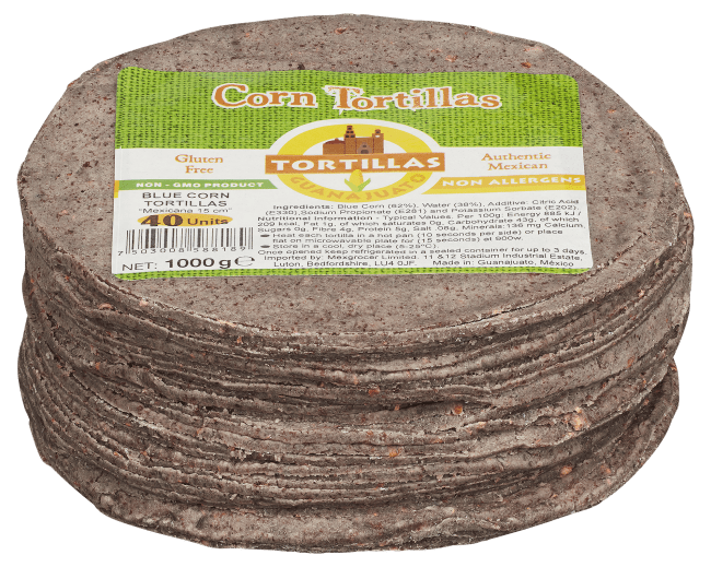 Tortilla Guanajuato blue corn 15 cm 1 kg