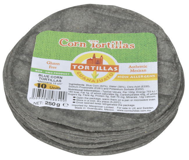 Tortilla Guanajuato blue corn 10 cm 250 g