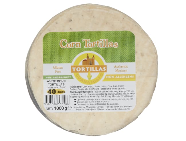 Tortilla Guanajuato white corn 15 cm 1 kg