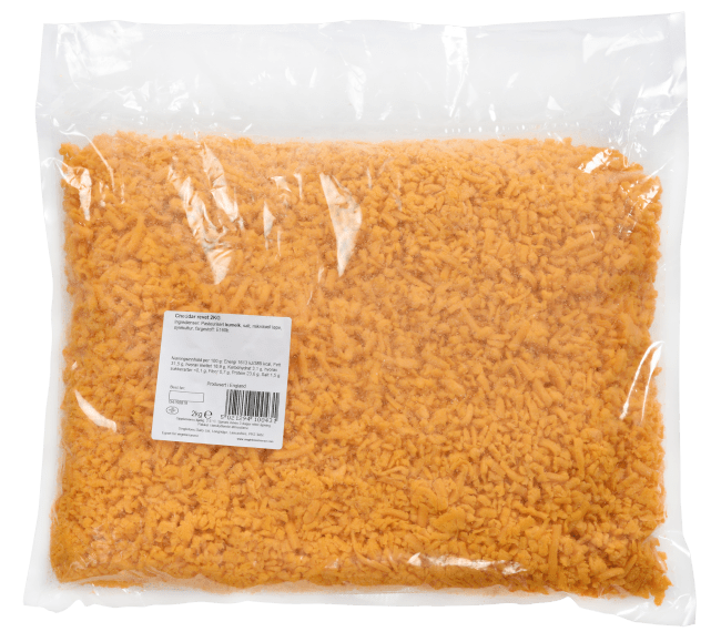 (Nytt nr 906655) Cheddar engelsk revet 2 kg