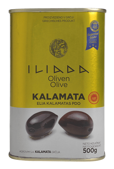 Iliada Kalamata oliven m/sten i olje boks 500 g