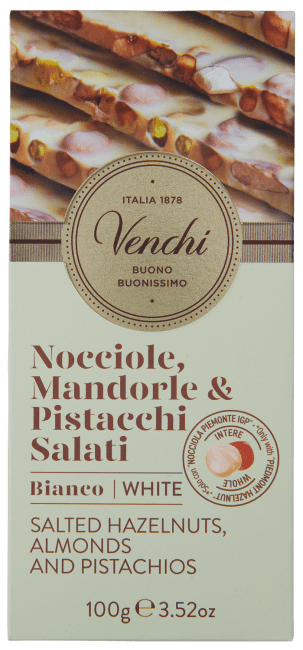 Venchi White Chocolate bar with Salted Nuts 100 g