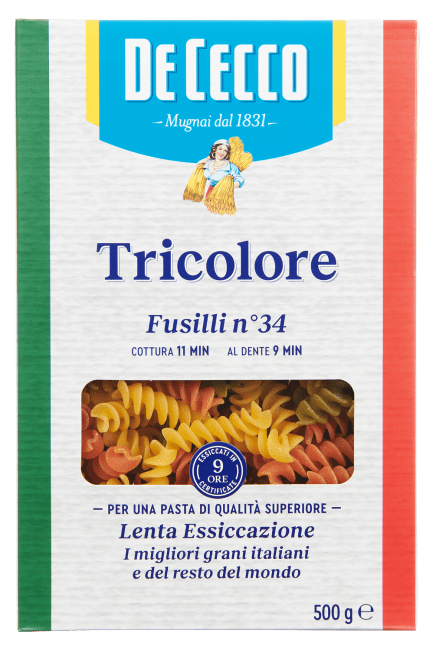 De Cecco fusilli (skruer) tricolore 500 g