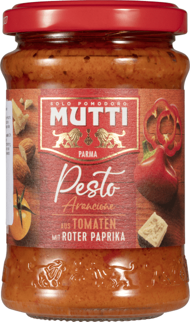 Mutti pestosaus m/gule tomater 180 g