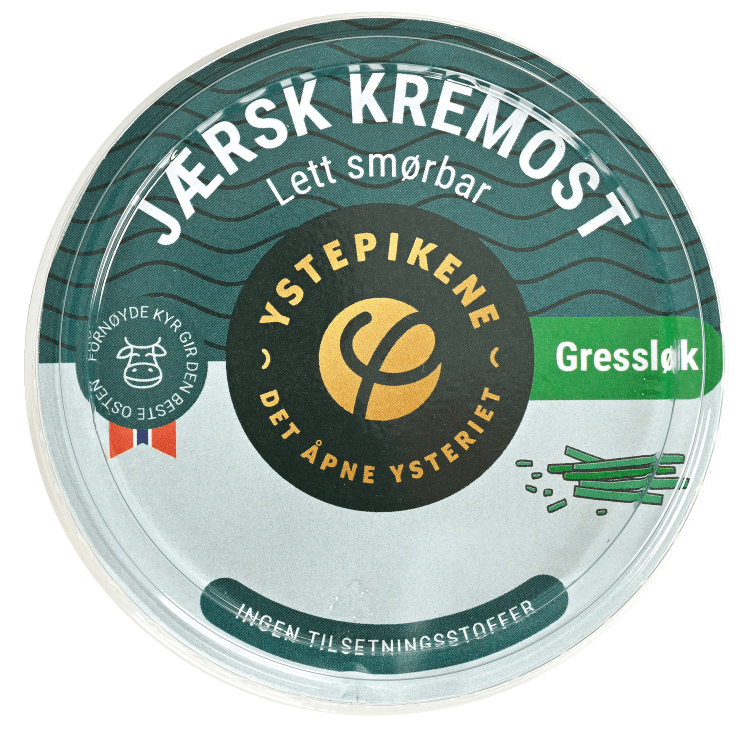 Ystepikene Jærsk kremost gressløk 150 g