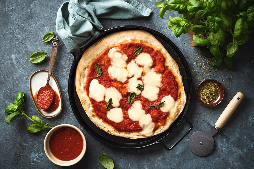 Pizza Margherita med fiordilatte