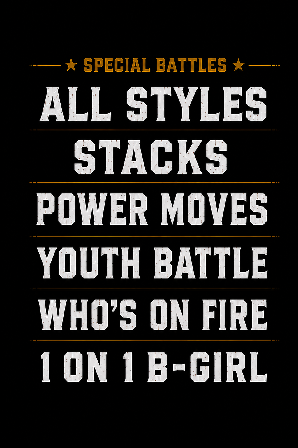Style Elements Origins battles lineup poster