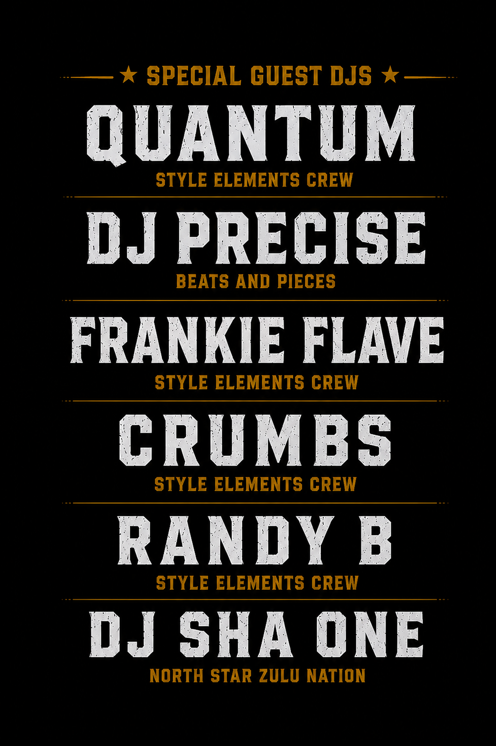 Style Elements Origins DJs lineup poster