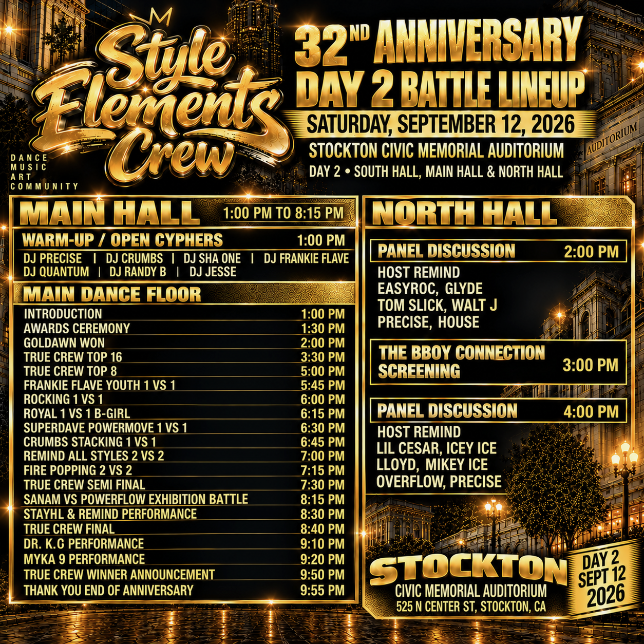 Style Elements 32nd Anniversary Day 2 Schedule of Events