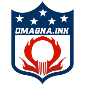 Logo OMAGNA.INK transparan, melambangkan studio tato dan tindik profesional di berbagai lokasi