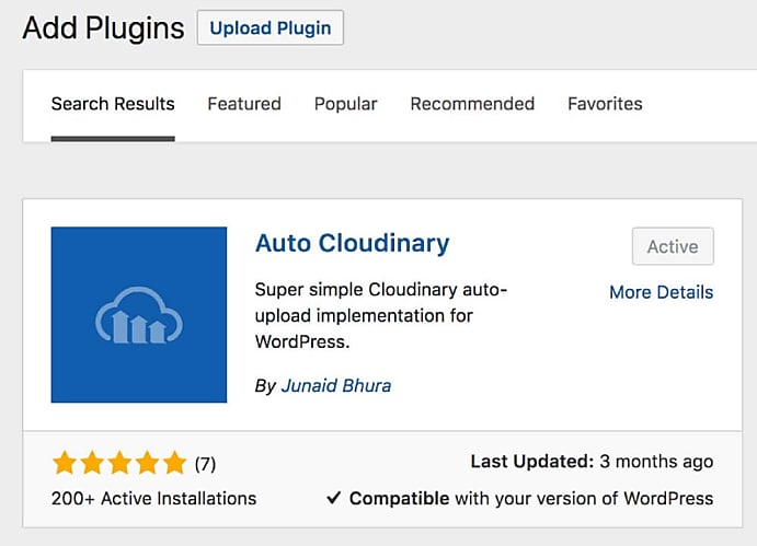 Upload Auto Cloudinary Plugin.