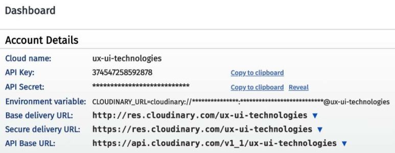 View your Cloudinary Dashboard View your Cloudinary Dashboard