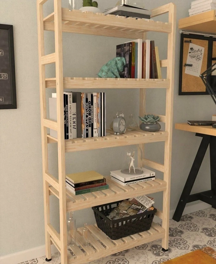 Rustik Ahşap Kitaplık