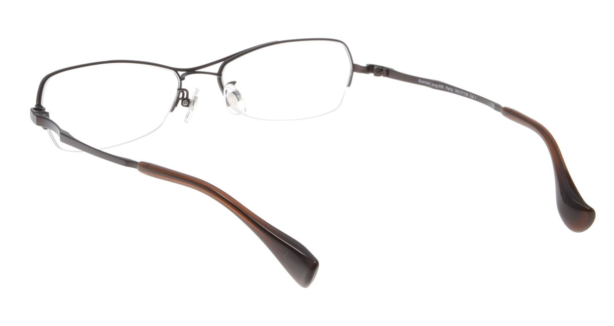 プラスオーエムジー ビジネス パーシー omg-036-1-54 [メタル/鯖江産/ハーフリム/スクエア/安い/茶色]  2