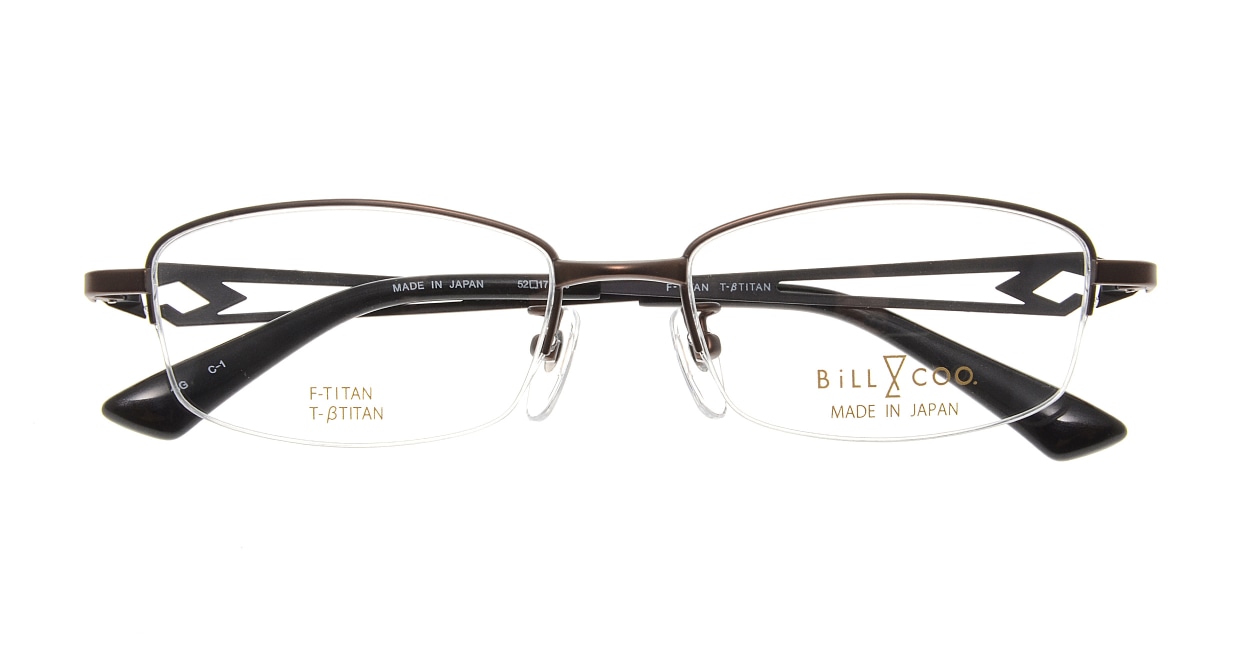 ビルアンドクー BC751-1-52 [メタル/鯖江産/ハーフリム/スクエア/茶色]  3