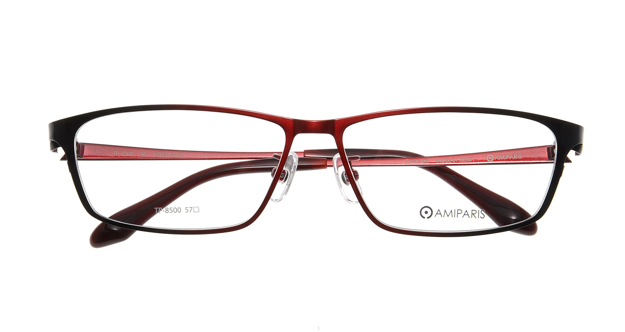 アミパリ TP-8500-96-57 [メタル/鯖江産/スクエア/赤]  3