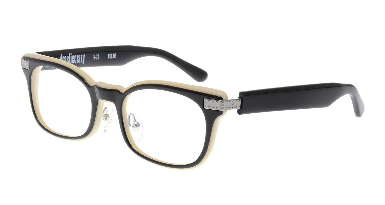 ドラスティック クレイジー G-7X Col.03 [黒縁/鯖江産/ウェリントン] 