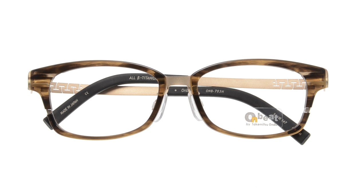 オンビート ONB-703H-04GLM Gold Mat/Dark Brown04 [鯖江産/スクエア/べっ甲柄]  3