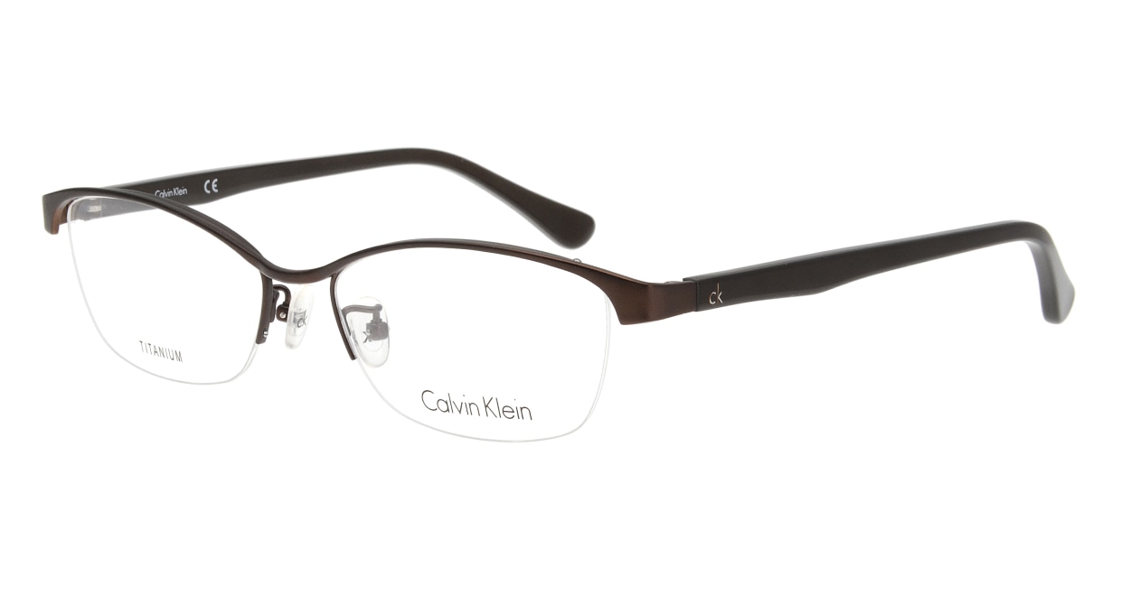 カルバンクライン CK5436A-201 DARK BROWN [メタル/ハーフリム/スクエア/茶色] 