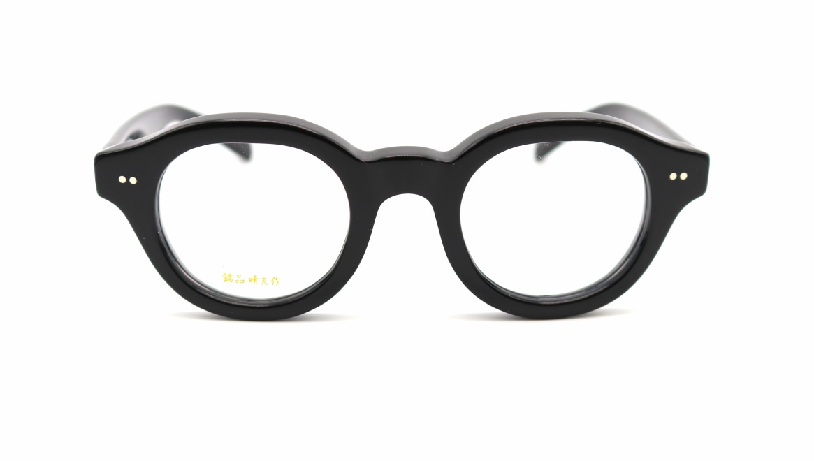 銘品晴夫作 ME-22-ﾌﾞﾗｯｸｰC-1ｰ46 [黒縁/鯖江産/丸メガネ] 