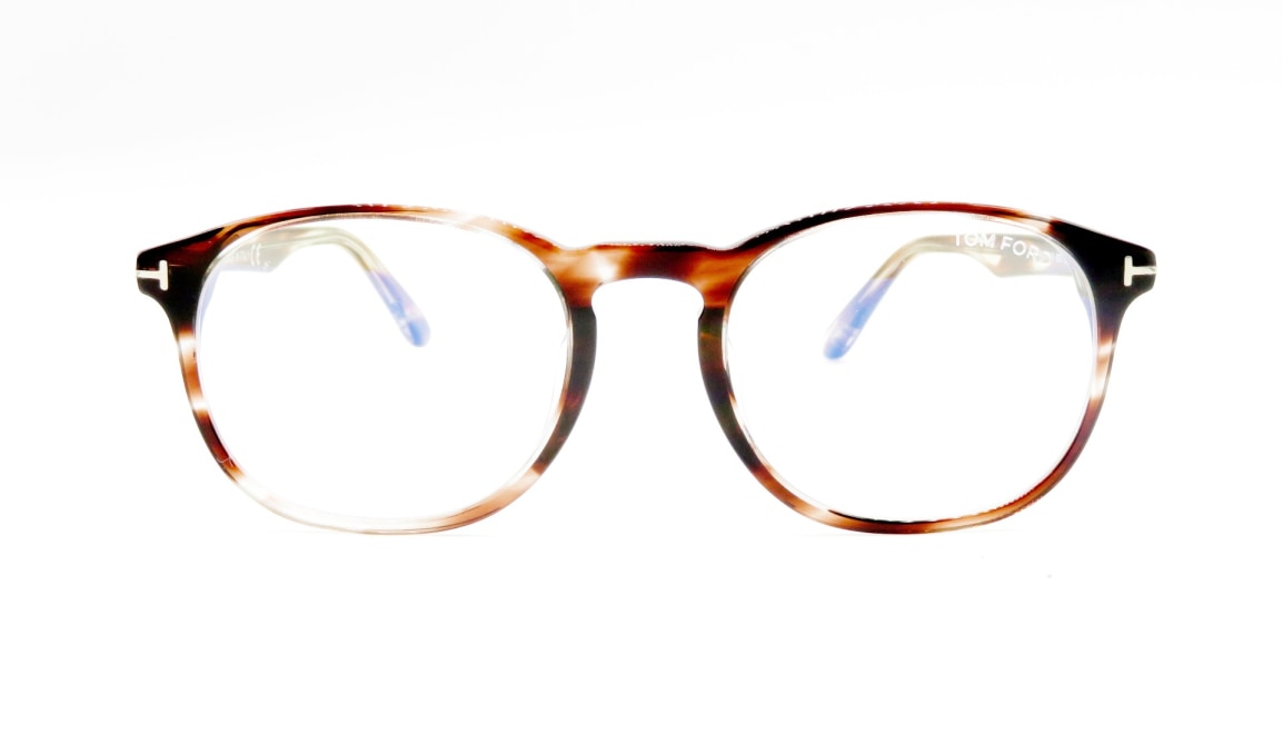 トムフォード FT5680FBAsianFitBLUE BLOCK FILTER-053-52 [ウェリントン/茶色] 