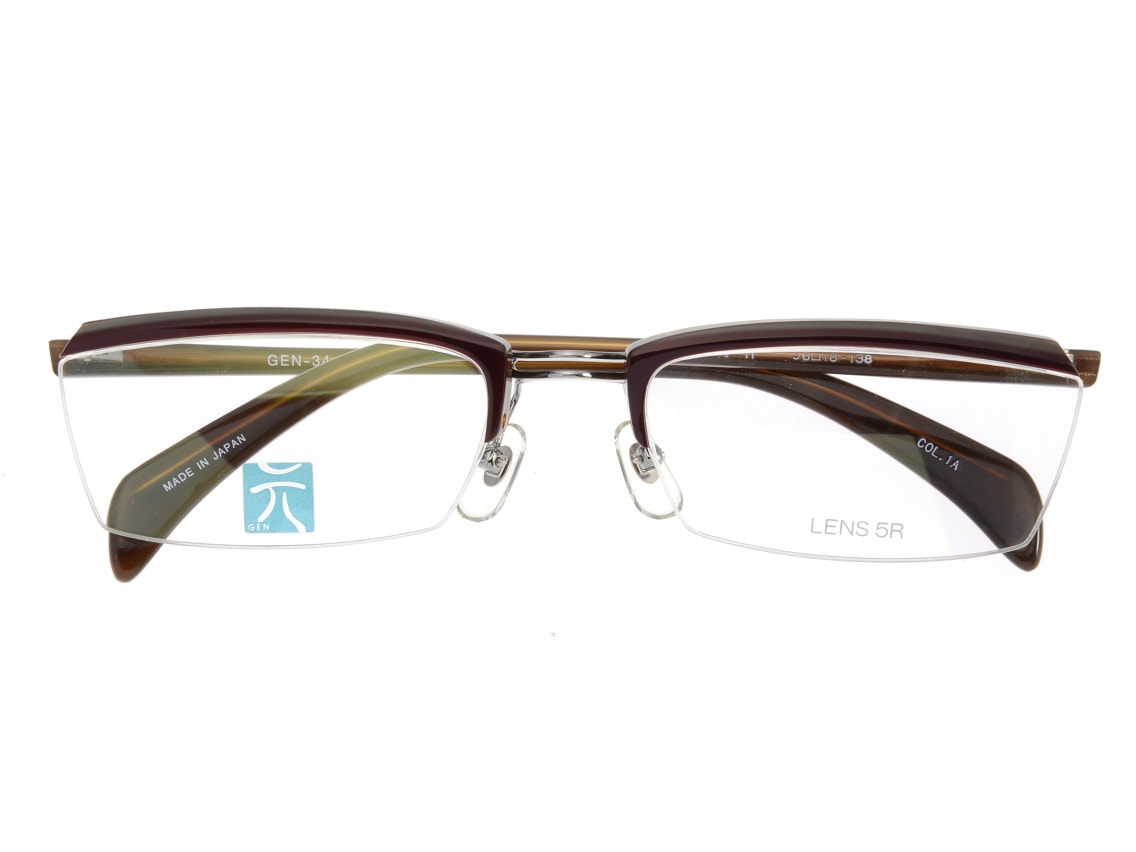 元 GEN-34-1A [メタル/ハーフリム/スクエア] ｜メガネのオーマイグラス