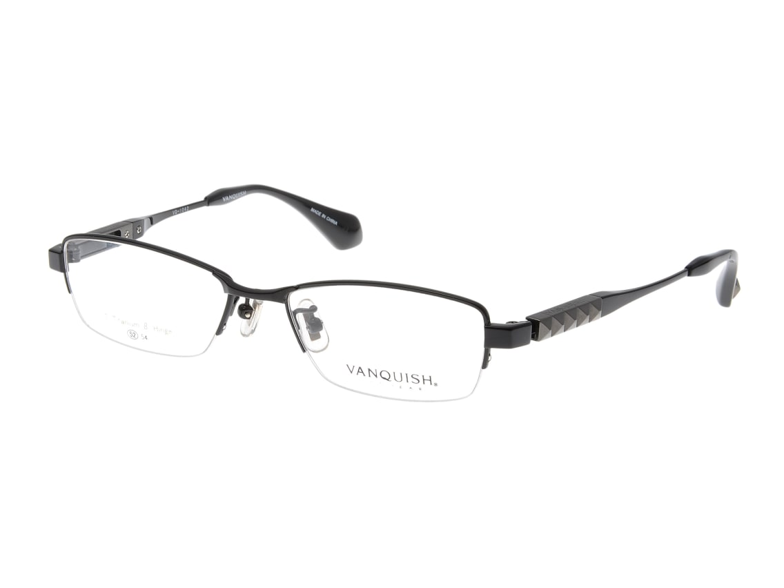 ☆VANQUISH☆ メガネ 眼鏡 度入り ブラック メタル VQ1063 ヴァンキッシュ VQ-1042-C-3-BK [メタル/ハーフリム/スクエア