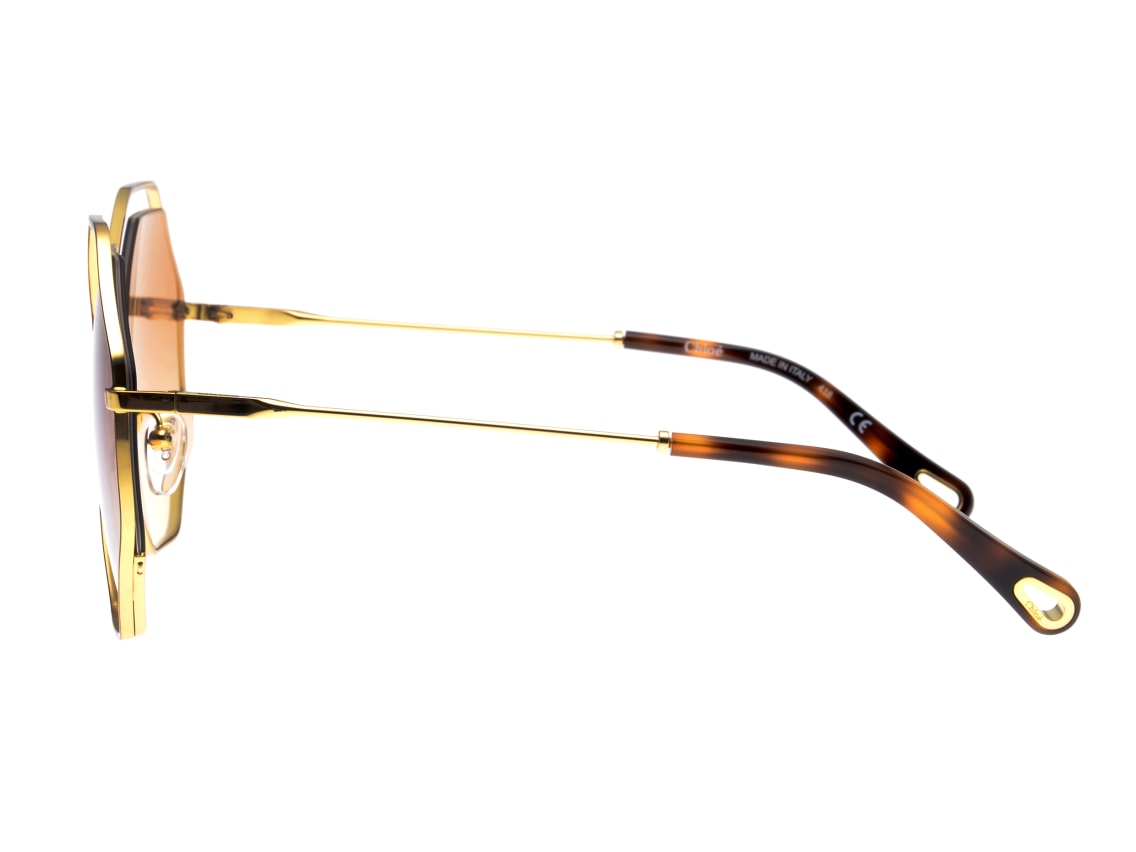 Chloe クロエ CE132S Sunglasses Havana グラデーションカラー ハバナ サングラス ブラウン系 フレーム：ゴールド系、ブラウン系　 58□20-140【美品】【中古】 Chloe - Chloe クロエ CE132S Sunglasses Havana グラデーションカラー