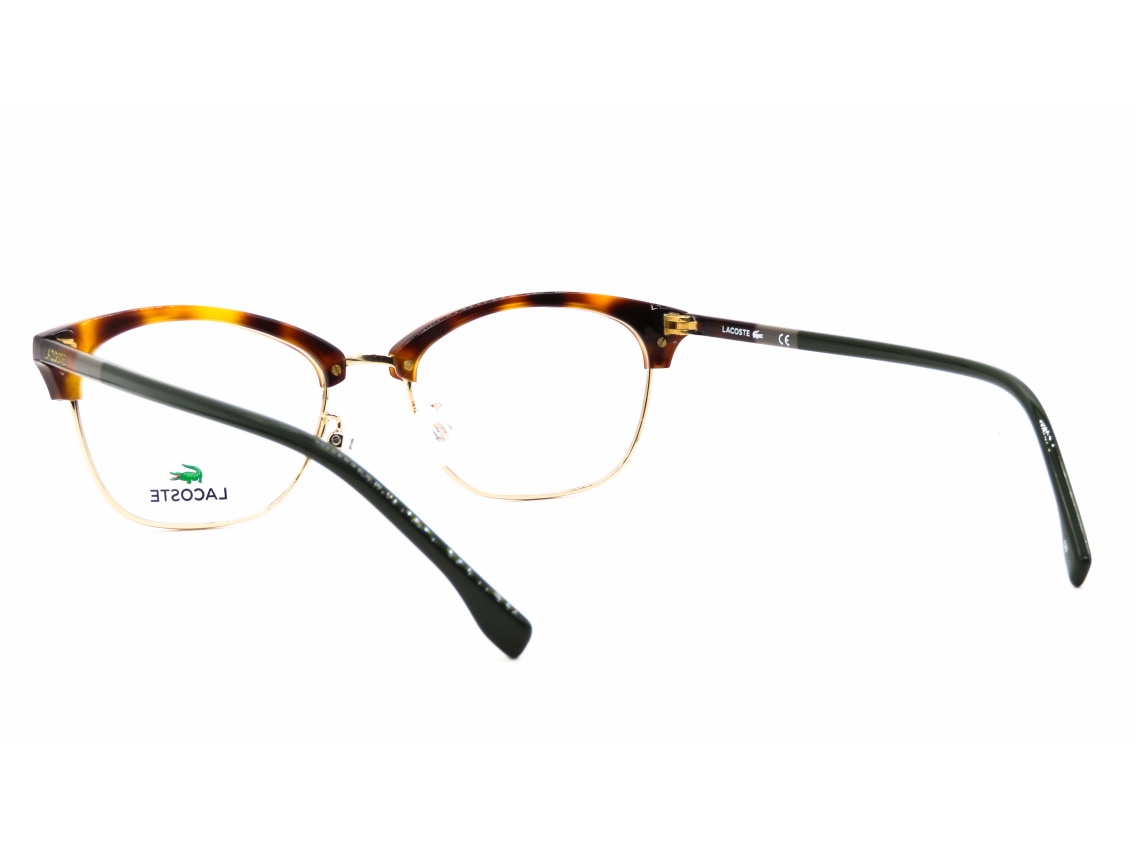 ラコステ ブラック ベッコウ柄 スクエアデザイン メガネ(度あり