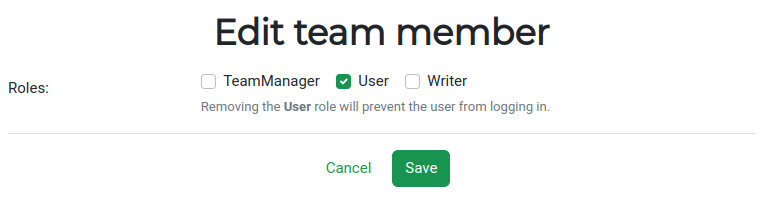 Edit team member page.