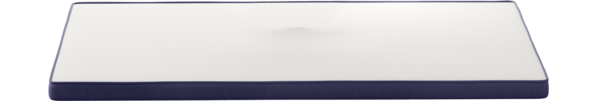 Onebed Topper looked from the side with white surface and dark blue sides